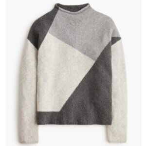 JCrew Factory Colorblock mockneck sweater in extra soft yarn